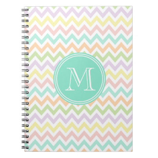 Elegant multicoloured geometry of chevrón monogram spiral notebook