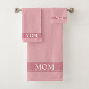Elegant  Mum Text on Light Rose Gold Pink Shades Bath Towel Set