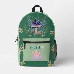 elegant mushroom autumn printed backpack