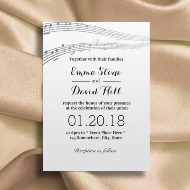 Elegant Music Notes Musical Wedding Invitation (Creator Uploaded)
