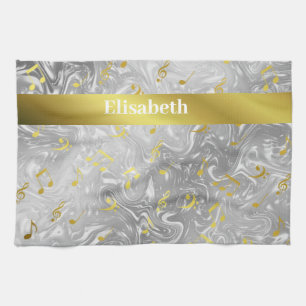 elegant music notes pattern kitchen towel