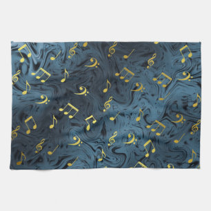 elegant music notes tea towel