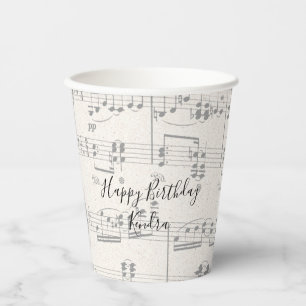Elegant Music Notes with Script Paper Cups