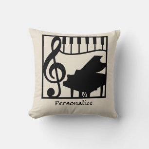 Elegant Music Piano Keyboard Clef Note Stylish Cushion