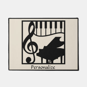 Elegant Music Piano Keyboard Clef Note Stylish Doormat