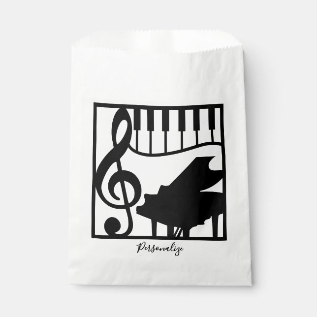 Elegant Music Piano Keyboard Clef Note Stylish Favour Bags (Front)