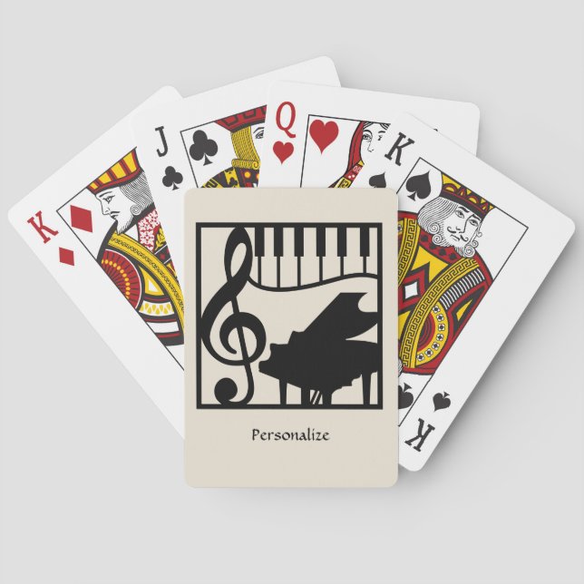 Elegant Music Piano Keyboard Clef Note Stylish Playing Cards (Back)