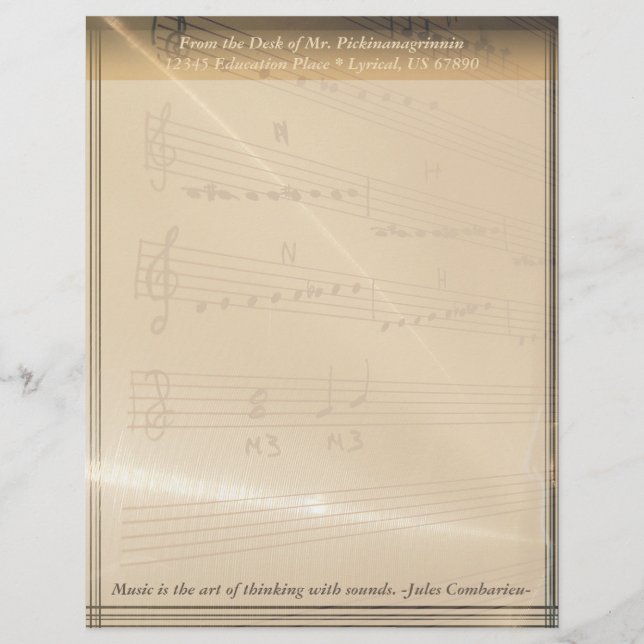 Elegant Music Teacher Haydn Quote Customized Letterhead (Front)