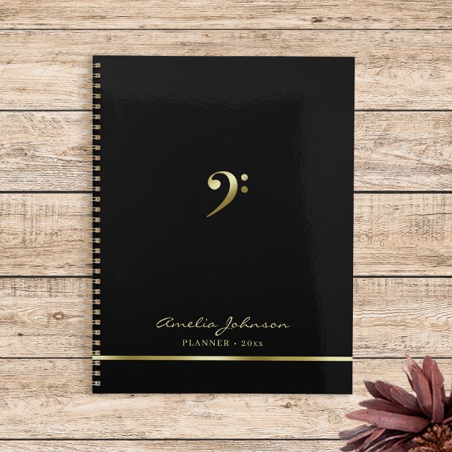 Elegant Music Teacher Office Bass Clef Modern Planner (Creator Uploaded)