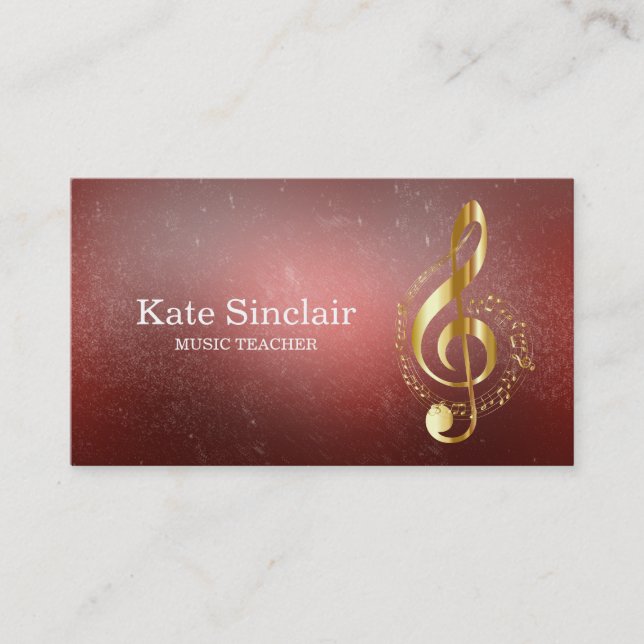 Elegant Music Teacher Piano Keys Musical Business Card (Front)