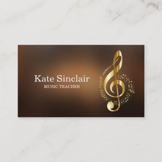Elegant Music Teacher Piano Keys Musical Business Card (Front)