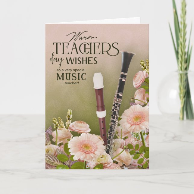 Elegant Music Teacher’s Day Floral Card (Front)