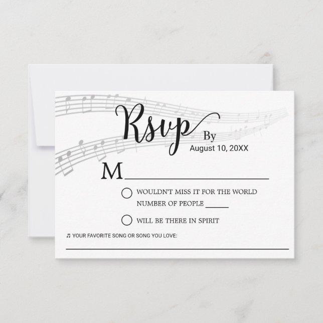 Elegant Music Wedding Song Request RSVP (Front)