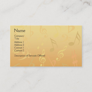 Elegant Musical Notes Business Cards - Gold Music