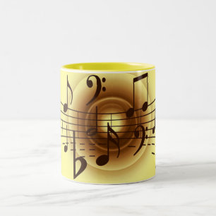 Elegant Musical Notes Two-Tone Coffee Mug