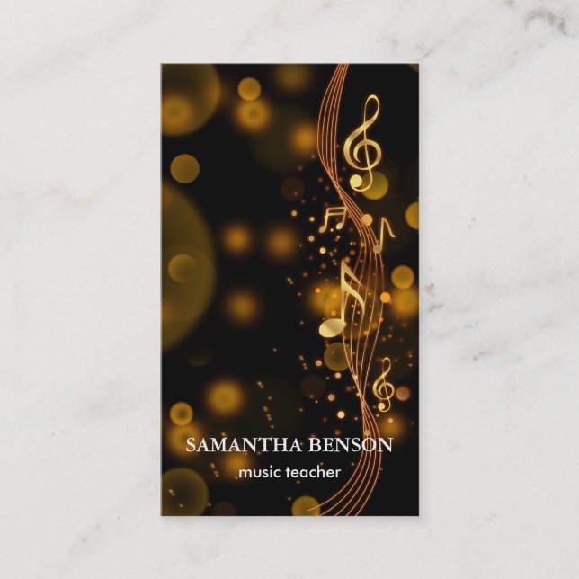 Elegant Musician Business card with Music Note (Front)