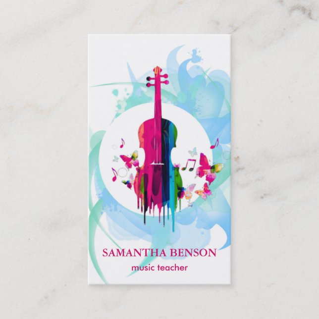Elegant Musician Business card with Music Note (Front)