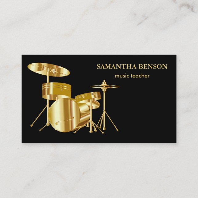 Elegant Musician Business card with Musical drums (Front)