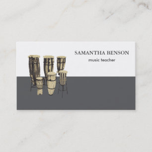 Elegant Musician Business card with Musical drums
