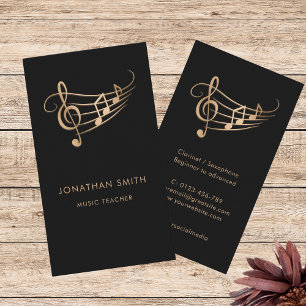Elegant Musician Gold Music Notes Business Card