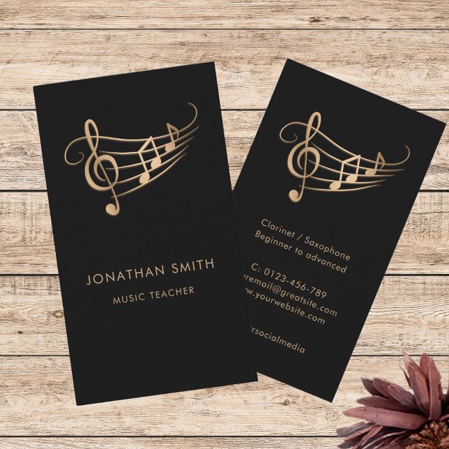 Elegant Musician Gold Music Notes Business Card (Creator Uploaded)