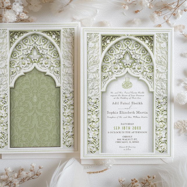 Elegant Muslim Wedding Floral Arch Islamic Invitation (Creator Uploaded)