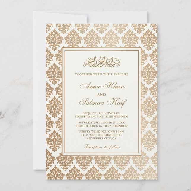 Elegant Muslim wedding Invitations (Front)
