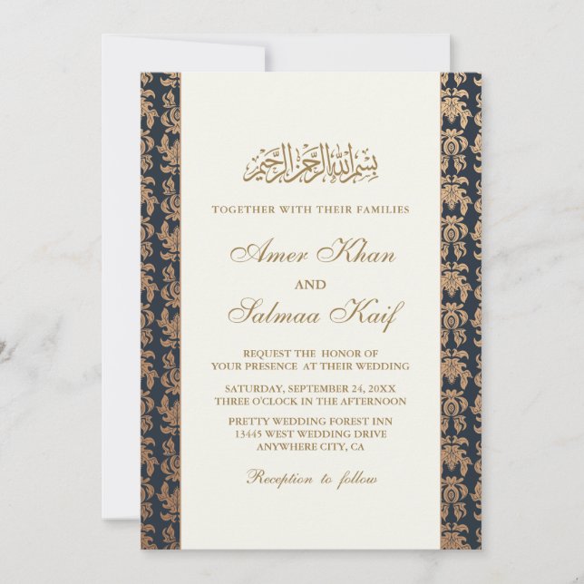 Elegant Muslim wedding Invitations (Front)
