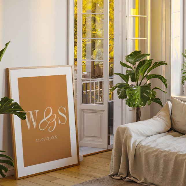 Elegant mustard couple initials wedding poster (Creator Uploaded)