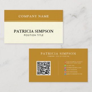 Elegant Mustard Gold and Beige Cream QR Code Links Business Card