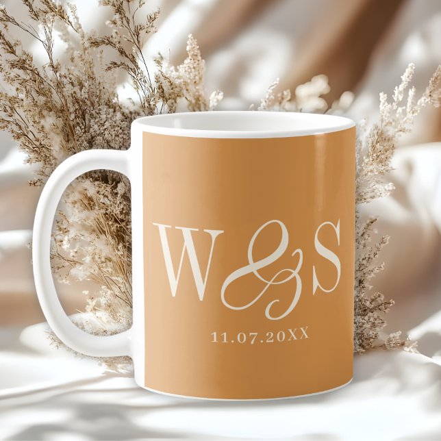 Elegant mustard initial wedding couples coffee mug (Creator Uploaded)