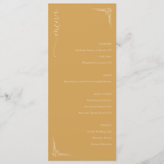 Elegant Mustard Minimalist Menu (Front)