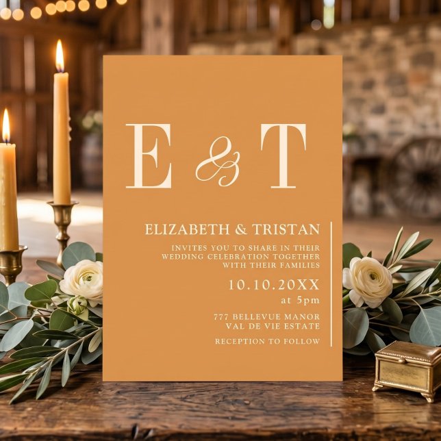 Elegant Mustard Minimalist Wedding  Invitation (Creator Uploaded)