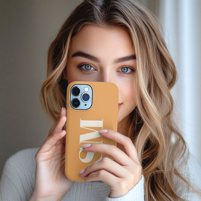 Elegant Mustard Monogram initial  iPhone Case (Creator Uploaded)
