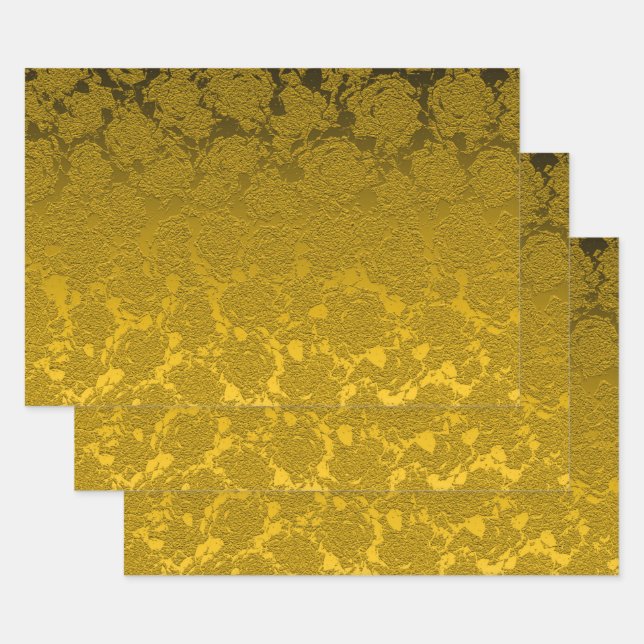 Elegant Mustard Yellow Black Modern Wrapping Paper Sheet (Set)