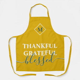 Elegant mustard yellow thankful grateful blessed apron