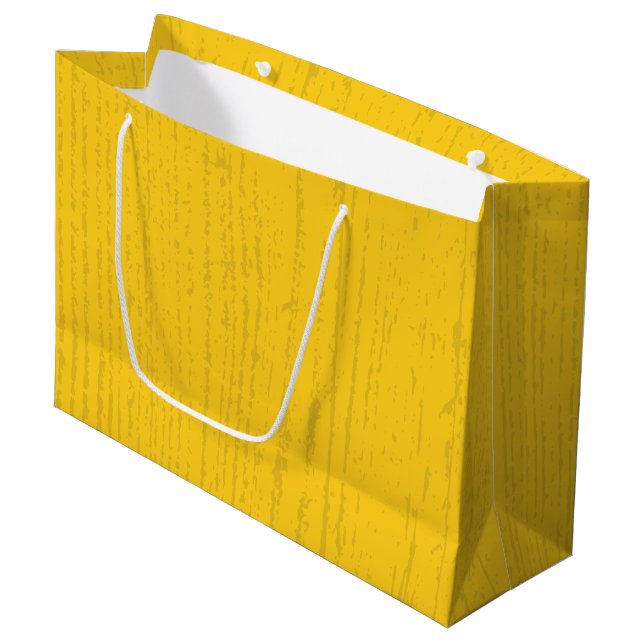 Elegant Mustard Yellow Wood Grain Large Gift Bag (Front Angled)