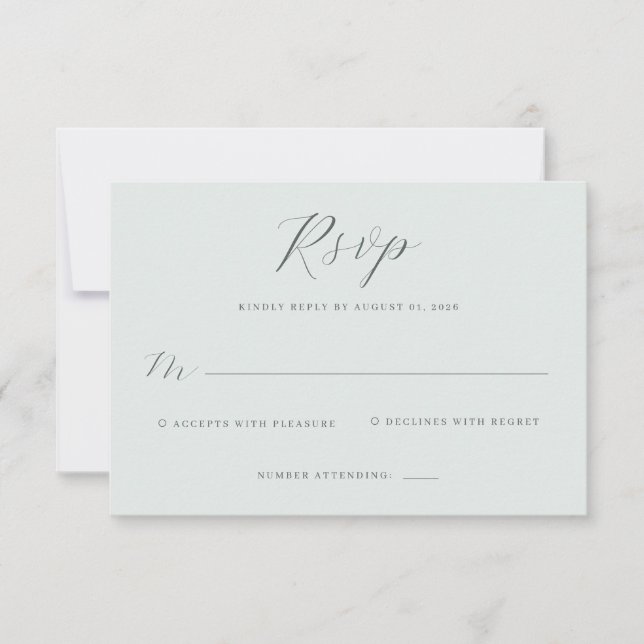Elegant Muted Green RSVP Card (Front)