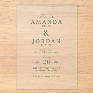 Elegant Muted Green Wedding Invitation
