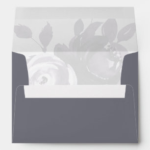 Elegant Muted Grey with Vintage Look Floral Envelope