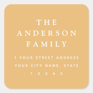 Elegant muted mustard yellow return address square sticker