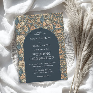 Elegant muted pastel colours floral Art Nouveau Invitation