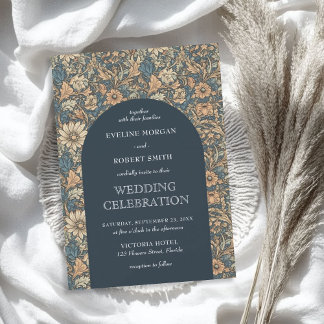 Elegant muted pastel colours floral Art Nouveau Invitation