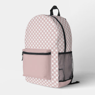 Elegant Muted Pink Plaid Pattern Printed Backpack