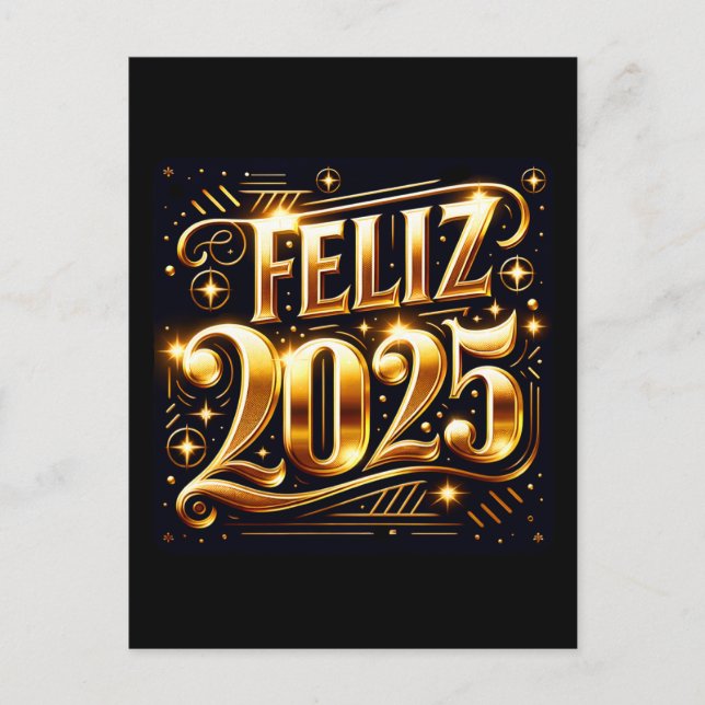 Elegant Muy feliz Año Nuevo 2025 Holiday Postcard (Front)