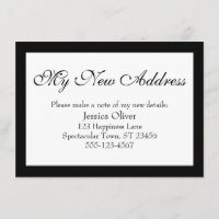 Elegant My New Address Bordered Black on White