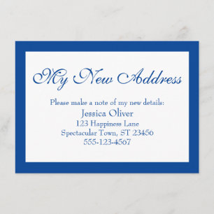 Elegant My New Address Bordered Dark Blue & White Enclosure Card