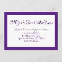 Elegant My New Address Bordered Purple & White