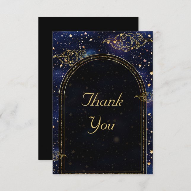 Elegant mystical celestial wedding thank you card (Front/Back)