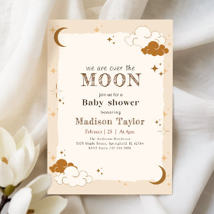 Elegant Mystical Crescent Moon Baby Shower Invitation